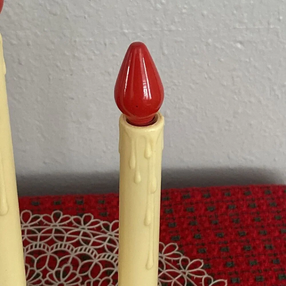 Vintage Electric 3 Light Christmas Window Tiered Candle Candelabra Wax Drip